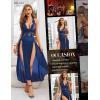 imageRSLOVE Womens Sexy Lingerie Lace Babydoll Sleepwear Mesh Chemise Deep V Neck Nightdress Side Slits NightgownsNavy Blue