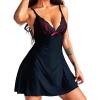 imageRSLOVE Womens Lingerie Sexy Nightgowns  Lace Babydoll Sexy Chemise Strappy Sleepwear Exotic Sleep DressBlack