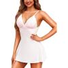 imageRSLOVE Womens Lingerie Sexy Nightgowns  Lace Babydoll Sexy Chemise Strappy Sleepwear Exotic Sleep DressWhite