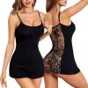 imageRSLOVE Womens Lingerie Sexy Nightgowns Lace Babydoll Chemise Strappy Sleepwear Sleep DressBlack
