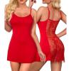 imageRSLOVE Womens Lingerie Sexy Nightgowns Lace Babydoll Chemise Strappy Sleepwear Sleep DressRed