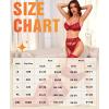 imageRSLOVE Lingerie Set for Women Sexy  Corset Panty Outfits 3 Piece Lace Push Up Underwire with Garter Lingerie Bra And PantyRed