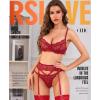 imageRSLOVE Lingerie Set for Women Sexy  Corset Panty Outfits 3 Piece Lace Push Up Underwire with Garter Lingerie Bra And PantyRed