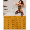 imageRSLOVE Womens Lingerie Sets Sexy  Lace Underwire Bra and Panty Sets with Garter Belt 3 Piece Lingerie for WomenBlack