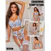 imageRSLOVE Womens Lingerie Sets Sexy  Lace Underwire Bra and Panty Sets with Garter Belt 3 Piece Lingerie for WomenLight Blue