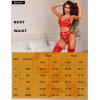 imageRSLOVE Womens Lingerie Sets Sexy  Lace Underwire Bra and Panty Sets with Garter Belt 3 Piece Lingerie for WomenRed