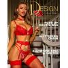 imageRSLOVE Womens Lingerie Sets with Garter Belt 3 Piece Sexy Lace High Waist Bra and Panty Set Push Up Exotic SleepwearRed