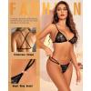 imageRSLOVE Womens Sexy Lingerie Set  2 Piece Floral Lace Bra and Panty Sets Exotic Lingerie with Heart Ring DetailBlack