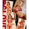 imageRSLOVE Womens Sexy Lingerie Set  2 Piece Floral Lace Bra and Panty Sets Exotic Lingerie with Heart Ring DetailWine Red