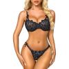 imageRSLOVE Womens Lingerie Sets Sexy  Lace Underwire Bra and Panty Sets for Women 2 Piece Push Up Lingerie for WomenBlack