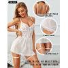 imageRSLOVE Lace Babydoll Lingerie for Women  Sexy Chemise V Neck Sleepwear Mesh Nightgown Strap Boudoir Nightwear with GarterWhite