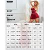 imageRSLOVE Lace Babydoll Lingerie for Women  Sexy Chemise V Neck Sleepwear Mesh Nightgown Strap Boudoir Nightwear with GarterWine Red