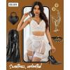 imageRSLOVE Lingerie Sets for Women Sexy  Lingerie for Women Lace Bra and Panty 3 Piece With Garter Belt Mesh Mini SkirtWhite