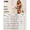 imageRSLOVE Womens Lingerie Set Sexy  Lace Bodysuit Garter Teddy Lingerie Deep V with Wrist Band 3 Piece MeshBlack