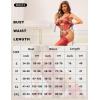 imageRSLOVE Womens Lingerie Set Sexy  Lace Bodysuit Garter Teddy Lingerie Deep V with Wrist Band 3 Piece MeshRed