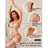 imageRSLOVE Womens Lingerie Set Sexy  Lace Bodysuit Garter Teddy Lingerie Deep V with Wrist Band 3 Piece MeshWhite