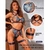 imageRSLOVE Womens Sexy Lingerie Set with Garter Belt Underwire Floral Embroidered 3 Piece Bra and Panty Sets Lace BabydollBlue