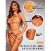 imageRSLOVE Womens Sexy Lingerie Set with Garter Belt Underwire Floral Embroidered 3 Piece Bra and Panty Sets Lace BabydollNeon Orange