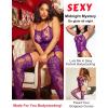 imageRSLOVE Women Fishnet Bodystocking Attached Stockings Sexy Lingerie Crotchless Bodysuit One Piece Babydoll One SizePurple
