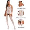 imageRSLOVE Women Fishnet Bodystocking Attached Stockings Sexy Lingerie Crotchless Bodysuit One Piece Babydoll One SizeWhite