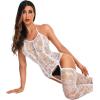 imageRSLOVE Women Fishnet Bodystocking Attached Stockings Sexy Lingerie Crotchless Bodysuit One Piece Babydoll One SizeWhite