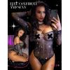 imageRSLOVE Women Lingerie Fishnet Bodysuit Sparkle Rhinestone Sexy Mesh Teddy LingerieBlack