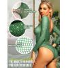 imageRSLOVE Women Lingerie Fishnet Bodysuit Sparkle Rhinestone Sexy Mesh Teddy LingerieDark Green