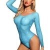 imageRSLOVE Women Lingerie Fishnet Bodysuit Sparkle Rhinestone Sexy Mesh Teddy LingerieLight Blue
