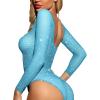 imageRSLOVE Women Lingerie Fishnet Bodysuit Sparkle Rhinestone Sexy Mesh Teddy LingerieLight Blue