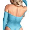 imageRSLOVE Women Lingerie Fishnet Bodysuit Sparkle Rhinestone Sexy Mesh Teddy LingerieLight Blue
