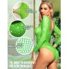 imageRSLOVE Women Lingerie Fishnet Bodysuit Sparkle Rhinestone Sexy Mesh Teddy LingerieLight Green