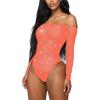 imageRSLOVE Women Lingerie Fishnet Bodysuit Sparkle Rhinestone Sexy Mesh Teddy LingerieLight Pink