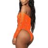 imageRSLOVE Women Lingerie Fishnet Bodysuit Sparkle Rhinestone Sexy Mesh Teddy LingerieOrange