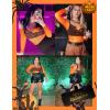 imageRSLOVE Women Lingerie Fishnet Bodysuit Sparkle Rhinestone Sexy Mesh Teddy LingerieOrange