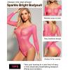 imageRSLOVE Women Lingerie Fishnet Bodysuit Sparkle Rhinestone Sexy Mesh Teddy LingeriePink