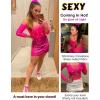imageRSLOVE Women Lingerie Fishnet Bodysuit Sparkle Rhinestone Sexy Mesh Teddy LingeriePink