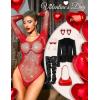 imageRSLOVE Women Lingerie Fishnet Bodysuit Sparkle Rhinestone Sexy Mesh Teddy LingerieRed