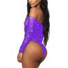 imageRSLOVE Women Lingerie Fishnet Bodysuit Sparkle Rhinestone Sexy Mesh Teddy LingerieViolets