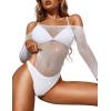 imageRSLOVE Women Lingerie Fishnet Bodysuit Sparkle Rhinestone Sexy Mesh Teddy LingerieWhite