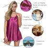 imageRSLOVE Satin Lingerie for Women Chemises Nightgown Sexy Sleepwear Mini Slip Short Silk NightwearPurple