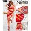 imageRSLOVE Fishnet Stockings for Women  Sexy Thigh High Fishnets High Waist Garter Belt Silicone Suspender PantyhoseRed