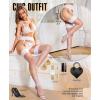 imageRSLOVE Fishnet Stockings for Women  Sexy Thigh High Fishnets High Waist Garter Belt Silicone Suspender PantyhoseWhite