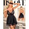 imageRSLOVE Womens Lingerie Lace Babydoll  Satin Nightgown Sexy Nightwear 3 Piece V Neck Sleepwear Mesh Chemise with MaskBlack