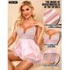 imageRSLOVE Womens Lingerie Lace Babydoll  Satin Nightgown Sexy Nightwear 3 Piece V Neck Sleepwear Mesh Chemise with MaskPink