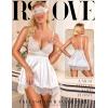 imageRSLOVE Womens Lingerie Lace Babydoll  Satin Nightgown Sexy Nightwear 3 Piece V Neck Sleepwear Mesh Chemise with MaskWhite