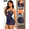 imageRSLOVE Womens Lingerie Mesh Babydoll Dress  Pleated Chemise Nightgown with Adjustable Halter Neck ampamp Chain DetailNavy Blue