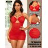 imageRSLOVE Womens Lingerie Mesh Babydoll Dress  Pleated Chemise Nightgown with Adjustable Halter Neck ampamp Chain DetailRed