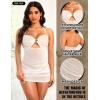 imageRSLOVE Womens Lingerie Mesh Babydoll Dress  Pleated Chemise Nightgown with Adjustable Halter Neck ampamp Chain DetailWhite