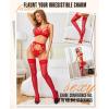 imageRSLOVE Lace Top Thigh High  Stockings for Women Sheer Stockings Antiskid Silicone Stay Up Pantyhose Sexy Lingerie for WomenRed