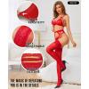 imageRSLOVE Lace Top Thigh High  Stockings for Women Sheer Stockings Antiskid Silicone Stay Up Pantyhose Sexy Lingerie for WomenRed